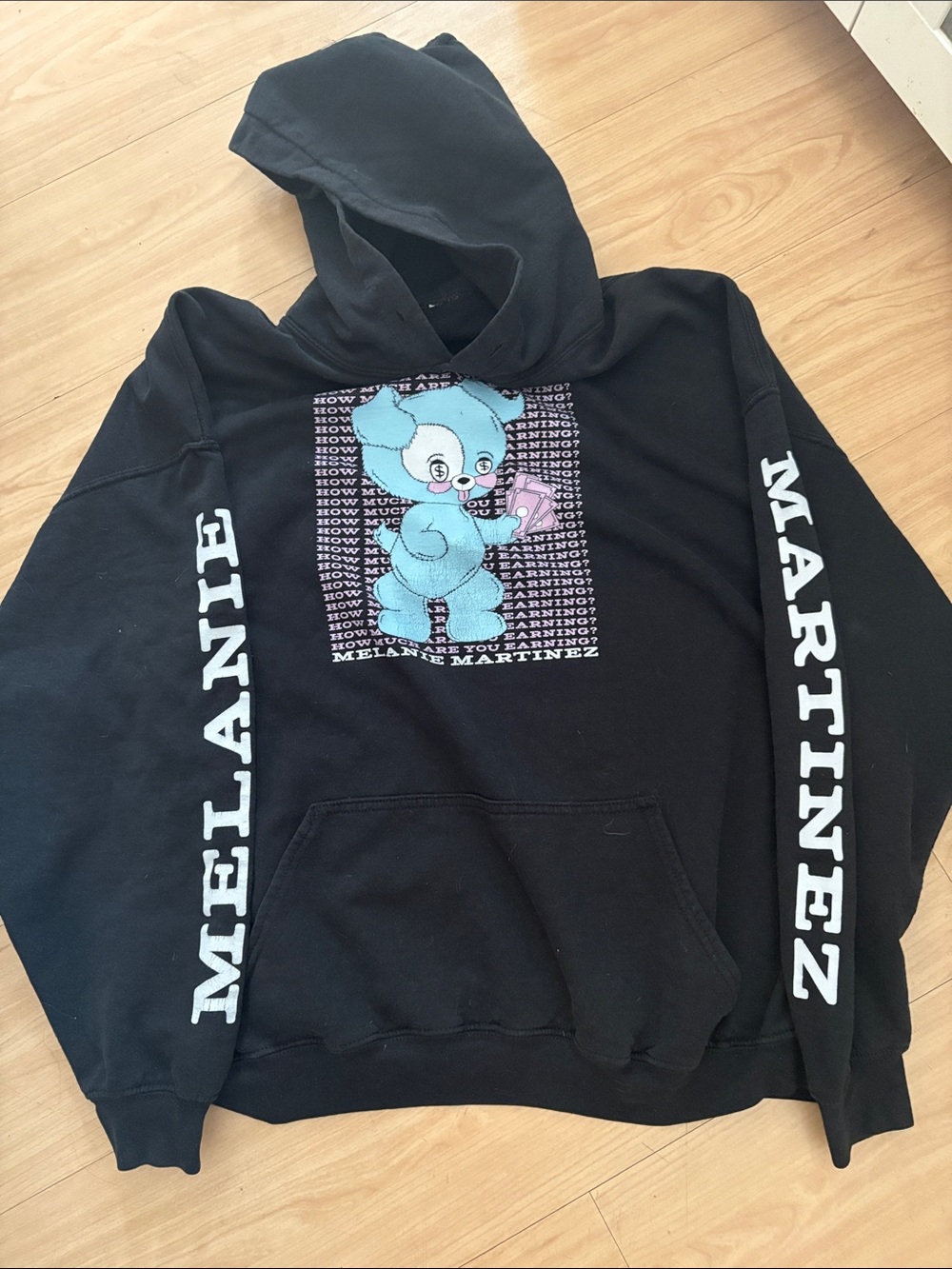 Melanie Martinez Black Graphic Hoodie with Blue Bear